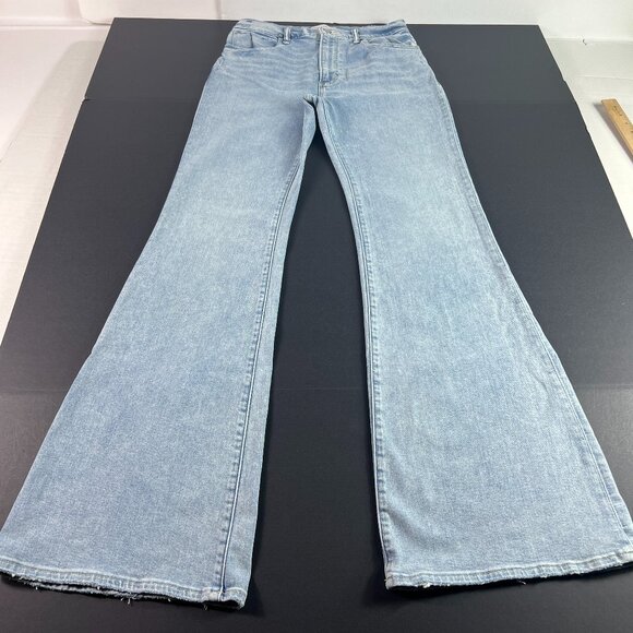 Abercrombie Fitch Jeans Women 29x33* Flare High Rise Blue Stretch Denim Tag 28 L - Picture 1 of 16